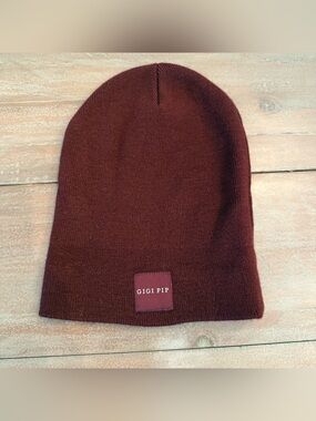 Gigi Pip Marsh Waffle Knit Beanie Maroon Burgundy Preowned